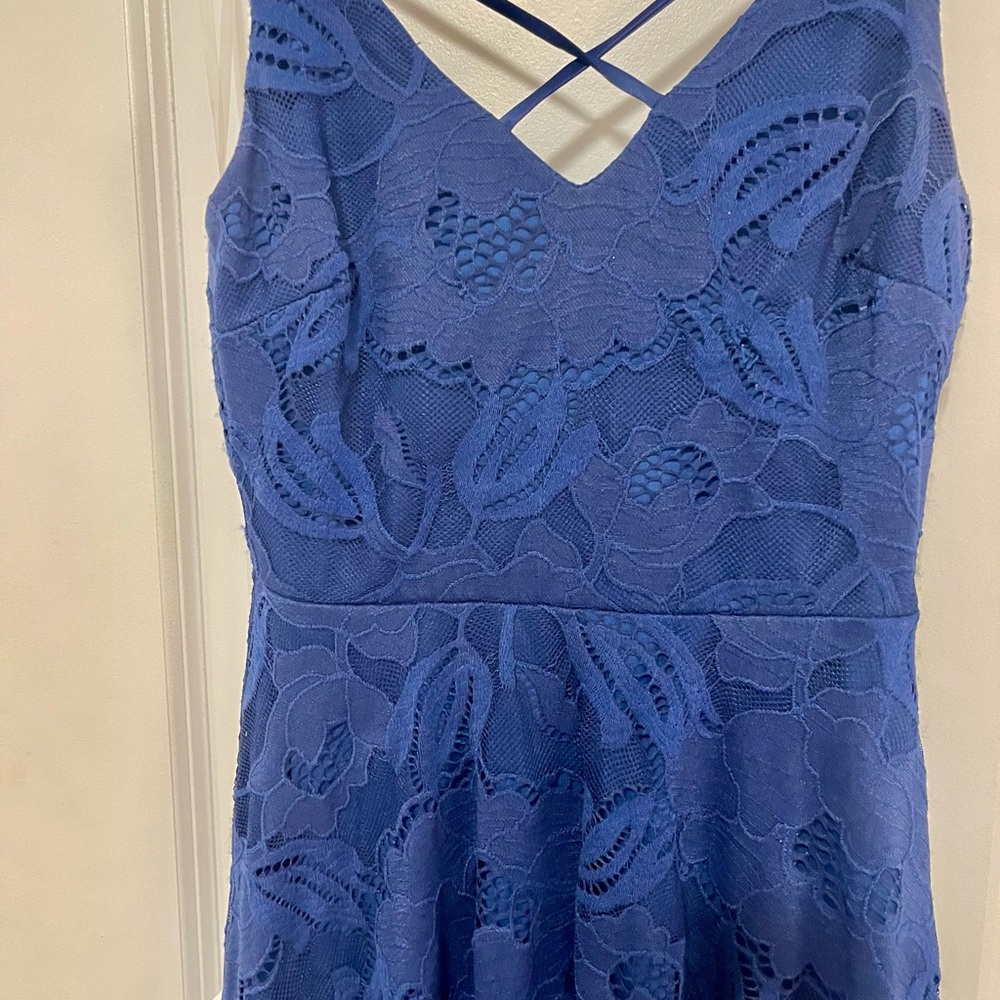 Teeze Me Royal Blue High Low Lace Dress - Picture 2 of 9
